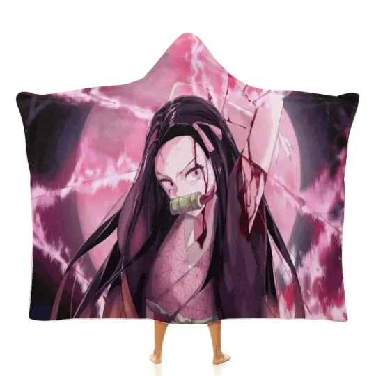 Discover Demon Hooded Blanket Poncho Wearable Blanket Hoodie Soft Warm