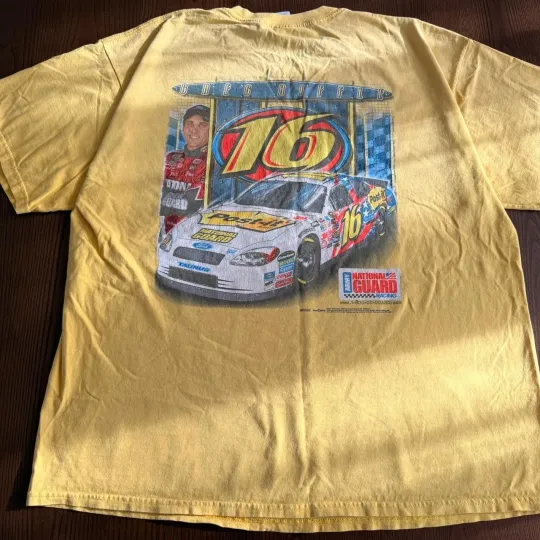 Discover Yellow Greg Biffle racing tee reprint shirt  AN65257