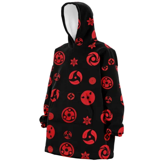 Sharingan Pattern Hoodie Blanket Oversized Cozy Wearable Narutoo Anime Gift