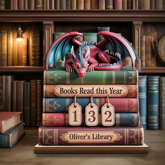 Personalized Vintage dragon Books Read Tracker - Books Read This Year, Vintage Book Lovers Gift