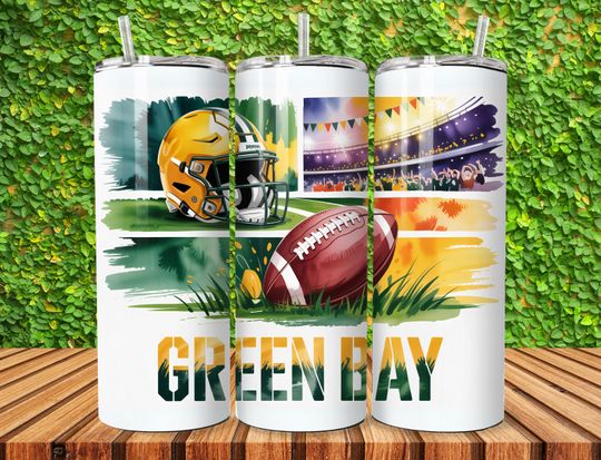 Discover Green Bay 20oz Skinny Tumbler Wrap PNG, Sport 20oz Tumbler PNG, Mascot Sublimation Tumbler PNG Digital Download, Football Tumbler