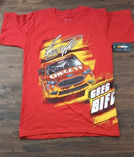 Discover Greg Biffle #16 NASCAR Red AOP Wrap Around Cheez-IT Graphic Tee Size Small NWT