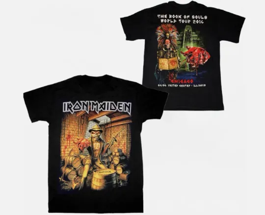 Discover Iron Maiden 2016 Chicago Tour Double-Sided T-Shirt