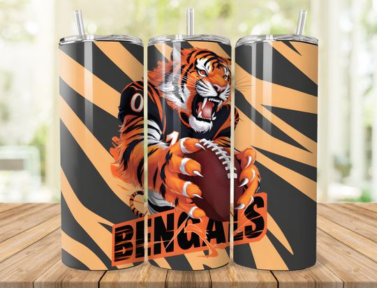 Discover Bengal 20oz Skinny Tumbler Wrap PNG, Sport 20oz Tumbler PNG, Mascot Sublimation Tumbler PNG Digital Download, football Tumbler