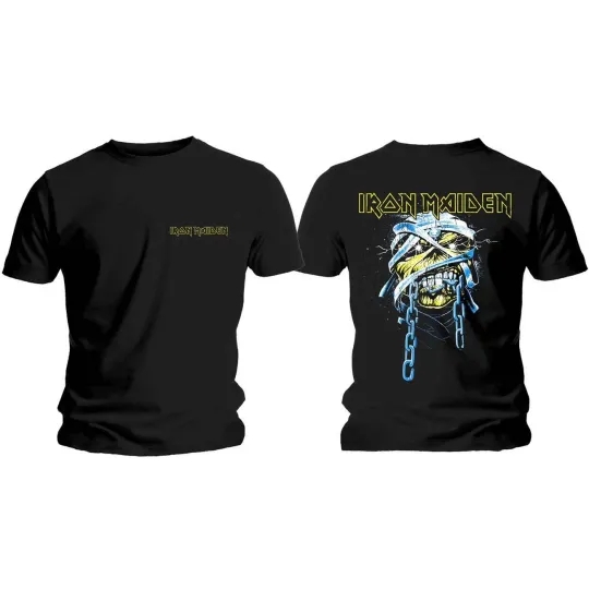Discover Iron Maiden Unisex T-Shirt Powerslave Head and Logo Back Print