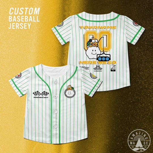Custom Lakitu Super Mario Baseball Jersey, Nintendo Super Mario Jersey Shirt, Mario Nintendo Universal Studio Trip Shirt
