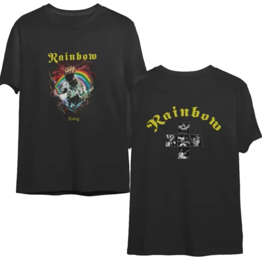 Discover Rainbow Rising Double-Sided T-Shirt Vintage Rock Band Tee