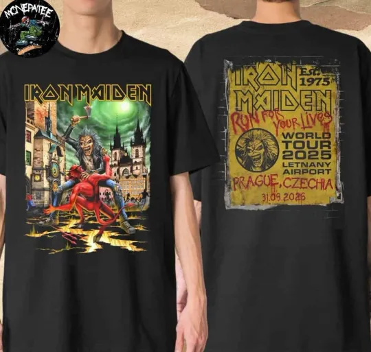 Discover Iron Maiden Concert T-Shirt Run For Your Lives Prague Exclusive Band Tee