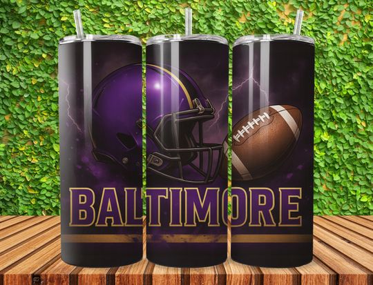 Discover Baltimore 20oz Skinny Tumbler Wrap PNG, Sport 20oz Tumbler PNG, Mascot Sublimation Tumbler PNG Digital Download, Football Tumbler