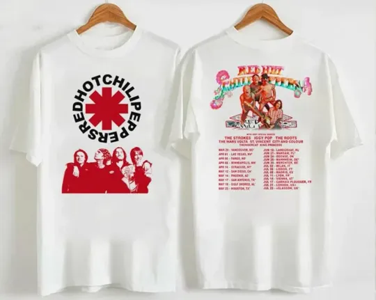 Red Hot Chili Peppers 2023 Tour T-Shirt - Vintage Heavyweight Double Sided Tee for Men