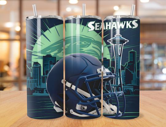 Discover Seahawk 20oz Skinny Tumbler Wrap PNG, Sport 20oz Tumbler PNG, Mascot Sublimation Tumbler PNG Digital Download, Football Tumbler