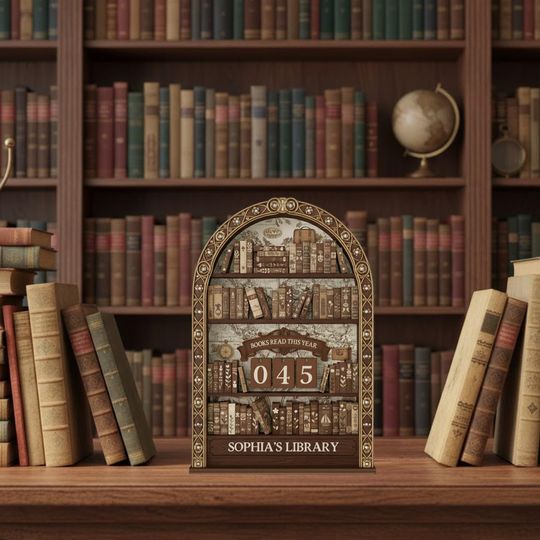 Vintage Book Read Tracker, Personalized Book Lover Gift, Reading Tracker, Books Read This Year Counter