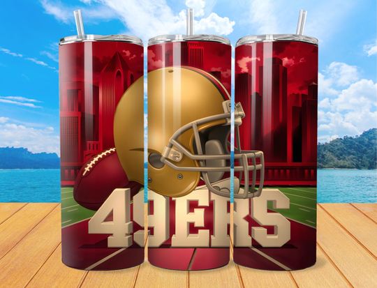 Discover San Francisco 20oz Skinny Tumbler Wrap PNG, Sport 20oz Tumbler PNG, Mascot Sublimation Tumbler PNG Digital Download, Football Tumbler