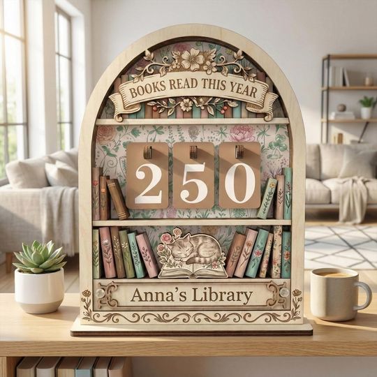 Discover Elegant Books Read Tracker Sign, Custom Reading Log Decor, Personalized Book Counter