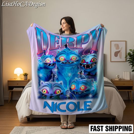 Personalized Kpop Derpy Blanket, Kpop Demon Derpy Tiger Blanket, Personalized Anime Blanket, Fan Gift, Demon Hunters Anime Blanket