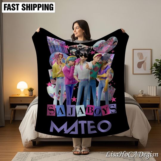 Discover Saja Boys Theme Personalized Blanket, Kpop Demon Saja Boys Blanket,Personalized Anime Blanket,Saja Boys Fan Gift,Demon Hunters Anime Blanket