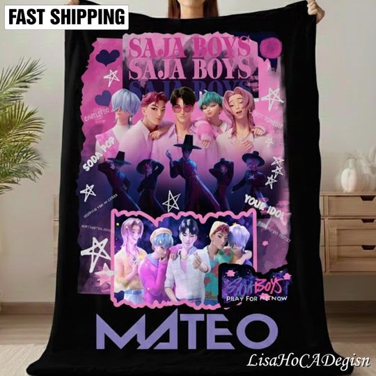 Discover Saja Boys Theme Personalized Blanket, Kpop Demon Saja Boys Blanket,Personalized Anime Blanket,Saja Boys Fan Gift,Demon Hunters Anime Blanket