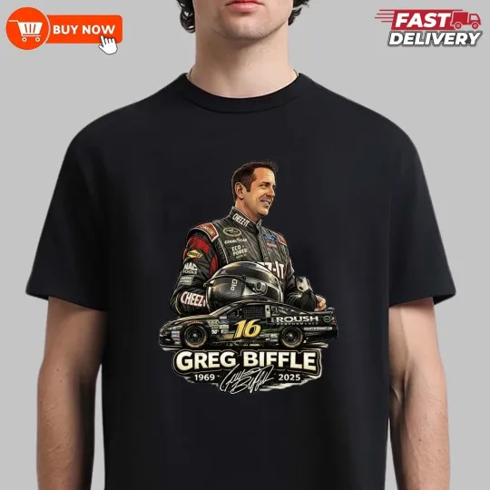 Discover Greg Biffle 16 Memorial 1969-2025 Signature Tshirt - Full Colors, Full Size