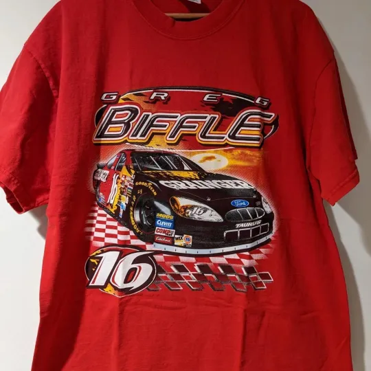 Discover Chase Greg Biffle 16 retro red tee Reprint Gildan All size