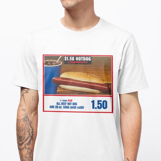 Discover Costco Hotdog Graphic T-Shirt, Funny Double Sided T-Shirt, Hotdog Meme Tee