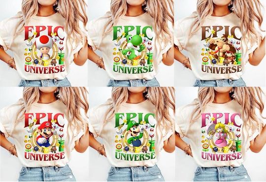 Super Mario Epic Universe Shirt, Mario Luigi Princess Peach Epic Universe Family Shirt, Epic Group Matching, Family Vacation