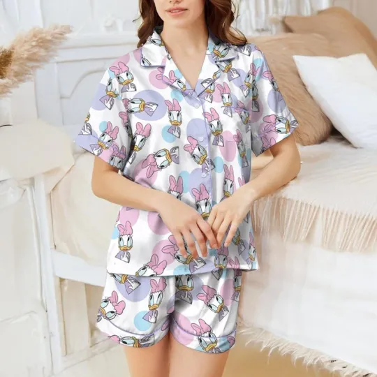 Discover Lovely Daisy Duck Mickey And Friends Birthday Xmas Gift Satin Pajamas Short Set