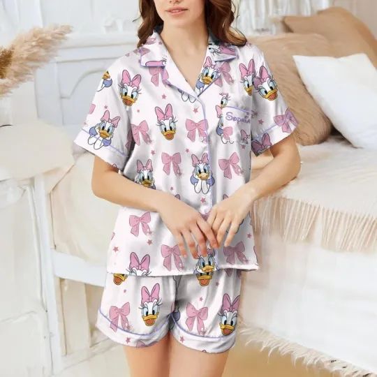 Discover Daisy Duck Coquette Bow Mickey & Friends Satin Pajamas Short Set