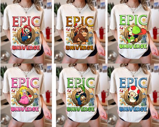 Super Mario Epic Universe Shirt, Epic Family Vacation 2025 Shirt,Mario Luigi Princess Peach Epic Universe Family Shirt, Epic Group Matching