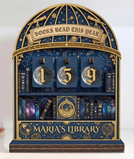 Discover Custom Name Celestial Book Tracker Sign, Astronomy Books Read This Year Counter, Personalized Book Lover Gift, Library Reading Tracker Decor