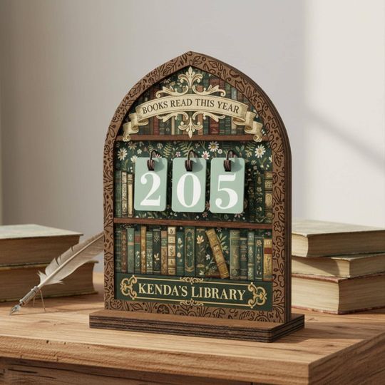 Discover Custom Name Vintage Floral Wooden Books Tracker Sign, Personalized Book Read This Year Counter, Book Lover Gift, Aesthetic Library Decor