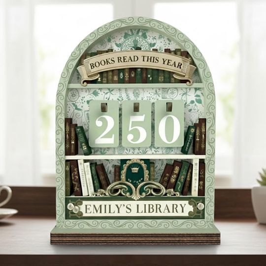 Discover Vintage Books Read Tracker  Personalized Reading Counter Sign for Book Lovers, Custom Library Decor, Reading Goals & Bookshelf Display