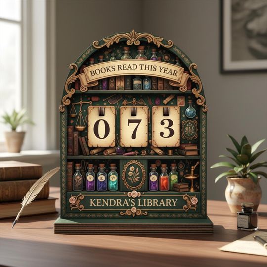 Discover Custom Name Fantasy Academia Bookshelf Tracker Sign, Whimsical Books Read This Year Counter, Personalized Book Lover Gift, Library Decor