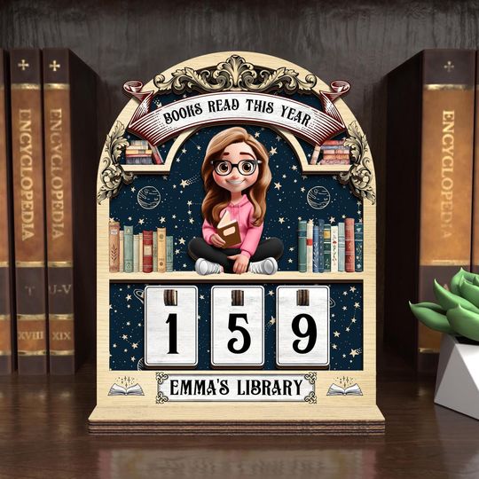 Discover Personalized Wooden Book Tracker  Vintage Reader Gift