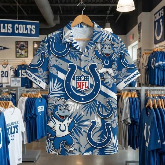 Discover Colts Team Indianapolis Hawaiian Button Shirt