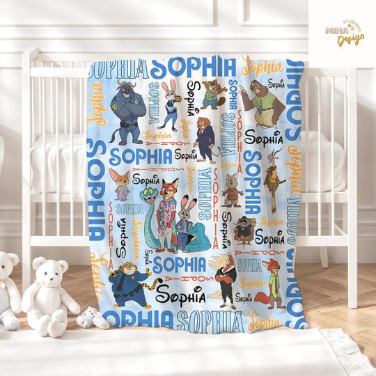 Discover Personalized Disney Zootopia Blanket, Zootopia 2 Movie Judy Hopps Nick Wilde Gary De'Snake Birthday Boy, Birthday Girl, Family Home Decor