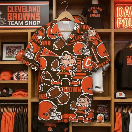 Discover Brownss Cleveland Football Team Hawaiian Button Shirt