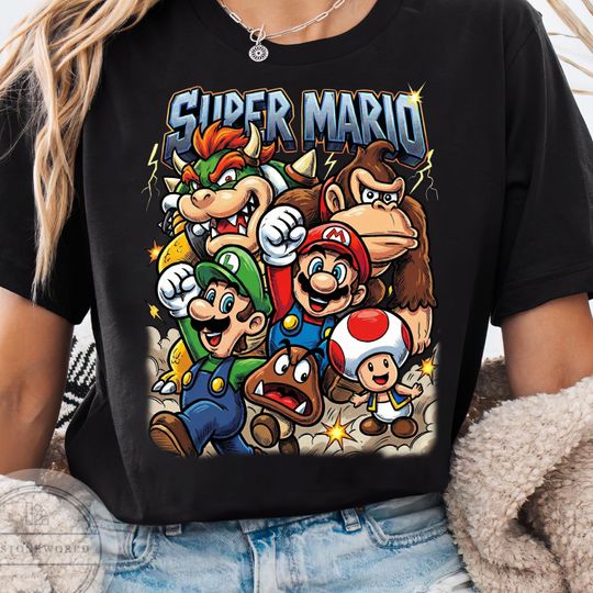 Discover Super Mario Retro Shirt, Nintendo World Family Matching Holiday Trip Matching Tee,Super Mario Birthday Trip Gifts,Epic Universe Family Shirt