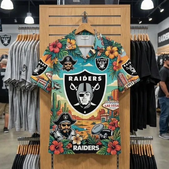 Discover Raiders Team Las Vegas Football Hawaiian Button Shirt