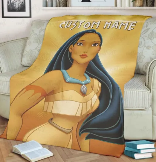 Personalized Vintage Pocahontas  Princess Fairytale Fan Gift For Girls Blanket