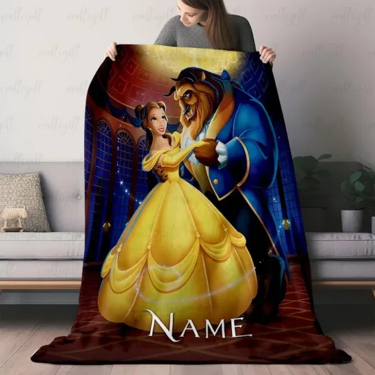 Discover Personalized Belle Princess And The Beast Dancing Valentine's Day Gift Blanket