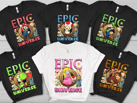 Epic Universe Family Shirt, Super Mario Epic Universe Tee, Princess Peach Universal Epic Universe, Yoshi Epic Universe, Universal Epic Shirt
