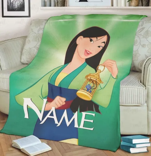 Personalized Princess Mulan And Cricket Strong Woman Empowerment Blanket