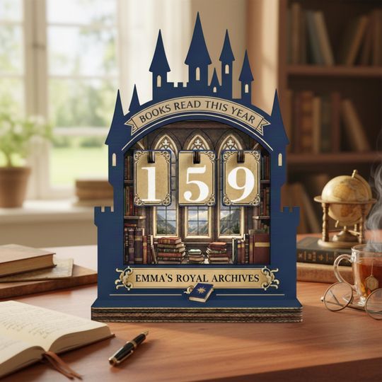 Discover Royal Castle Reading Tracker, Books Read This Year Counter, Personalized Royal Archives Book Display, Fantasy Library Book Lover Gift