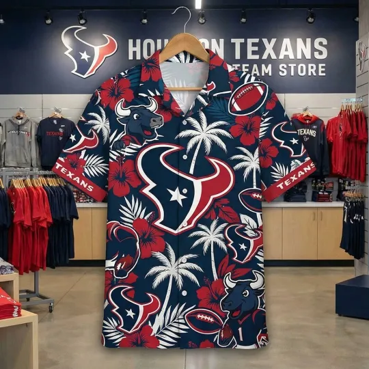 Discover Houston Texans Hawaiian Football Team Shirt, Button-up