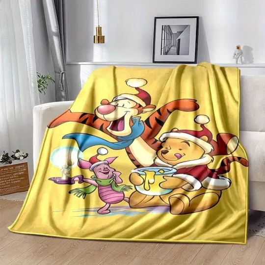 Discover Pooh Bear Tigger And Piglet Merry Christmas Winnie The Pooh Cartoon Blanket