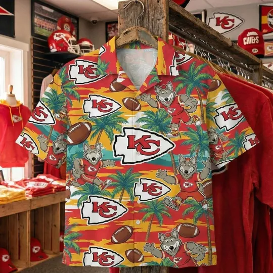 Discover Chiefs Team Kansas City Hawaiian Button Shirt