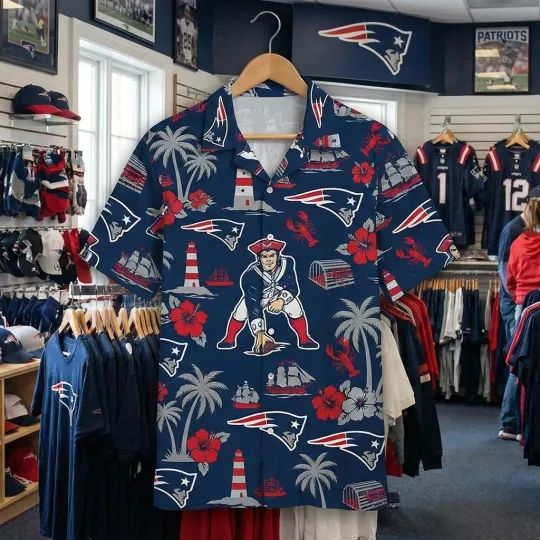 Discover Patriots Team New England Football Hawaiian Button Shirt