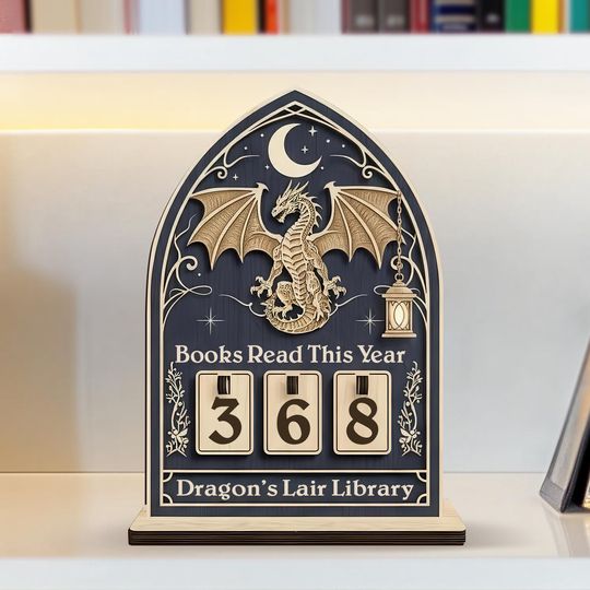 Discover Personalized Dragon Book Tracker, Custom Books Read This Year Counter, Fantasy Bookshelf Decor, Unique Reading Gift for Book Lovers