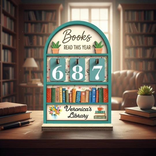 Custom Vintage Book Tracker, Personalized Books Read This Year Counter