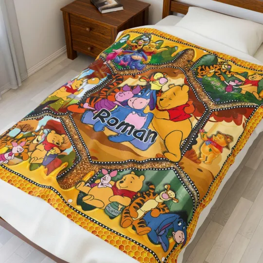 Discover Personalized Winnie The Pooh Disney Cartoon Pooh Fleece Blanket